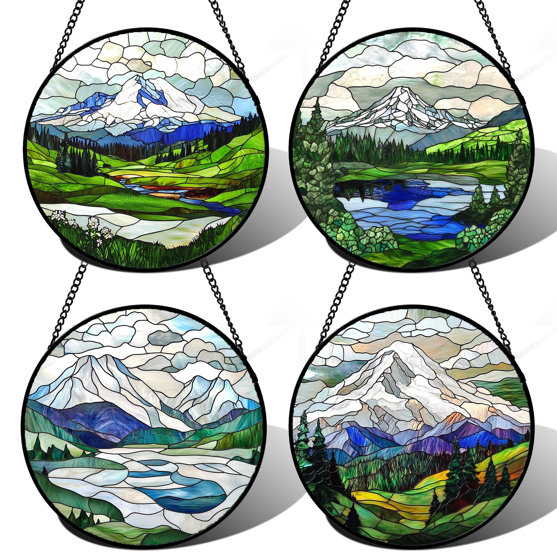 DASTOLL Stained Glass Window Hanging, Blue and White Waves Suncatcher Diamond Glass Panel Landscape Sun Catchers Decor for Birthday for Women, Men, Wife, Aunt, and Mom 7.8 in